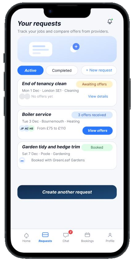 Customer requests screen
